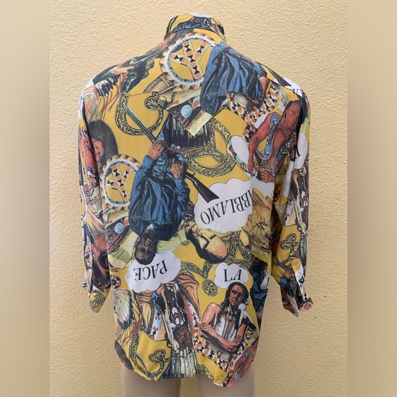 VTG MOSCHINO JEANS Men’s Size Medium Native American Print Button Down Shirt - Picture 3 of 12